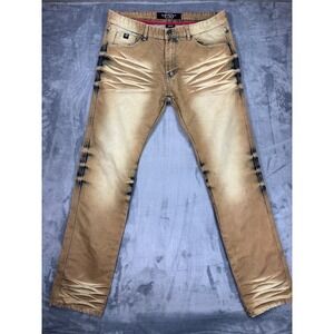 Switch Remarkable Mens Jeans 36x34 Tan Sand Wash Whiskered Straight Leg Denim